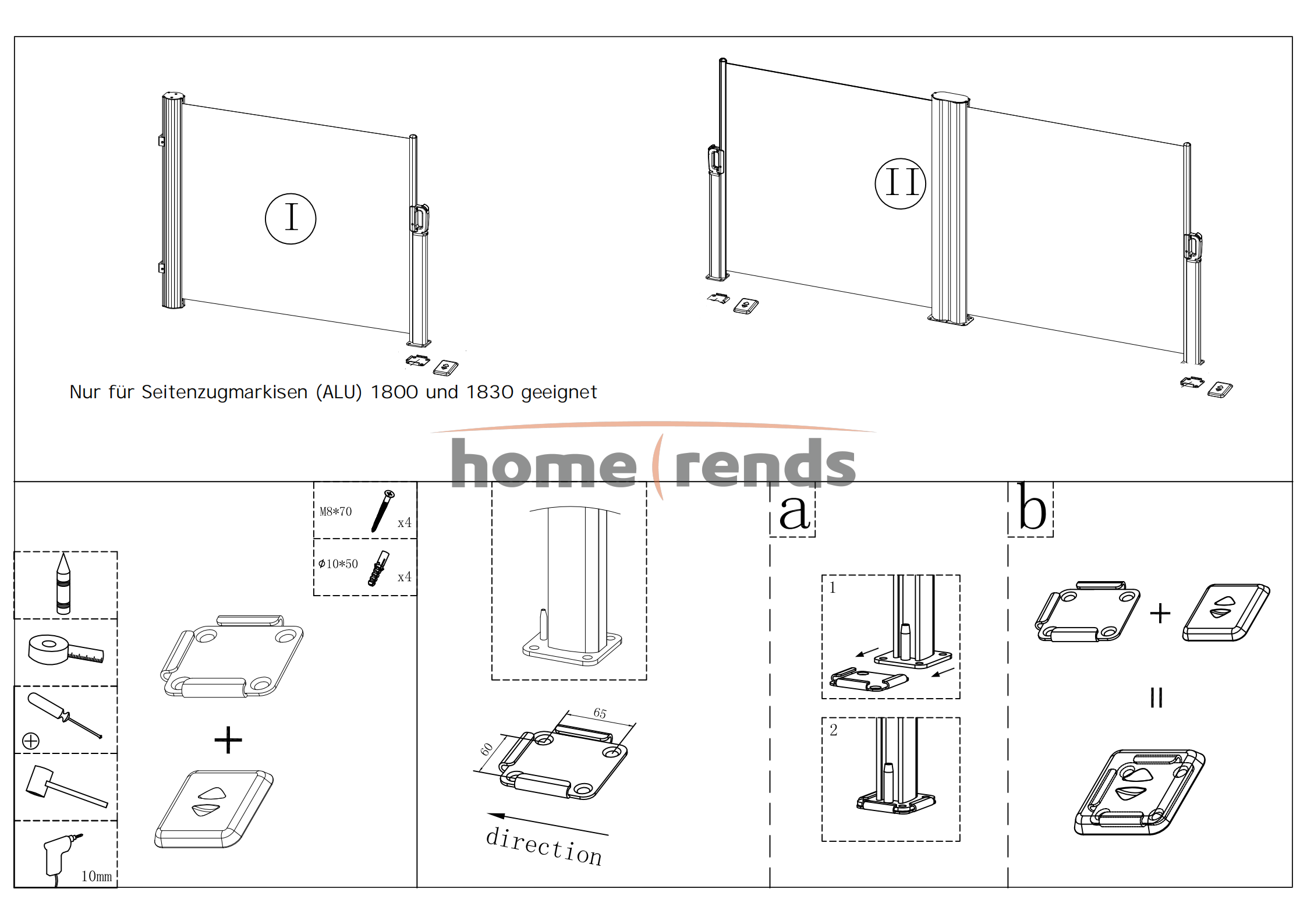 HOME TRENDS Metallplatte für Seitenmarkisen