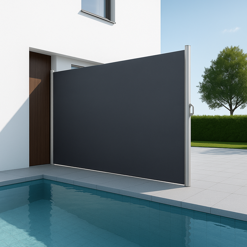 Seitenmarkise Anthrazit 1,6 x 3 m, Frontansicht