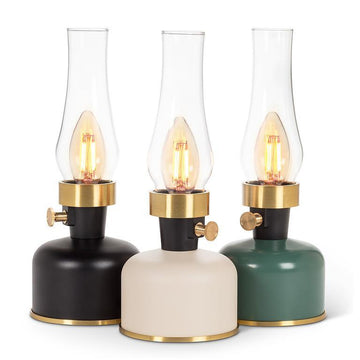 Retro LED Tischlampe von home Trends – Warmes Licht für drinnen & draußen, dimmbar & tragbar