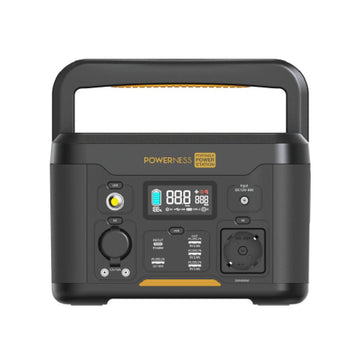 Powerness Tragbare Powerstation Hiker U500, 515Wh Solargenerator mit wiederaufladbare Li-ion NMC. Kapazität bei 515 Wh (34,8 Ah, 14,8 V). Bis zu 800 Ladezyklen und 1000 W Spitzenleistung.